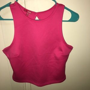 Pink crop top.